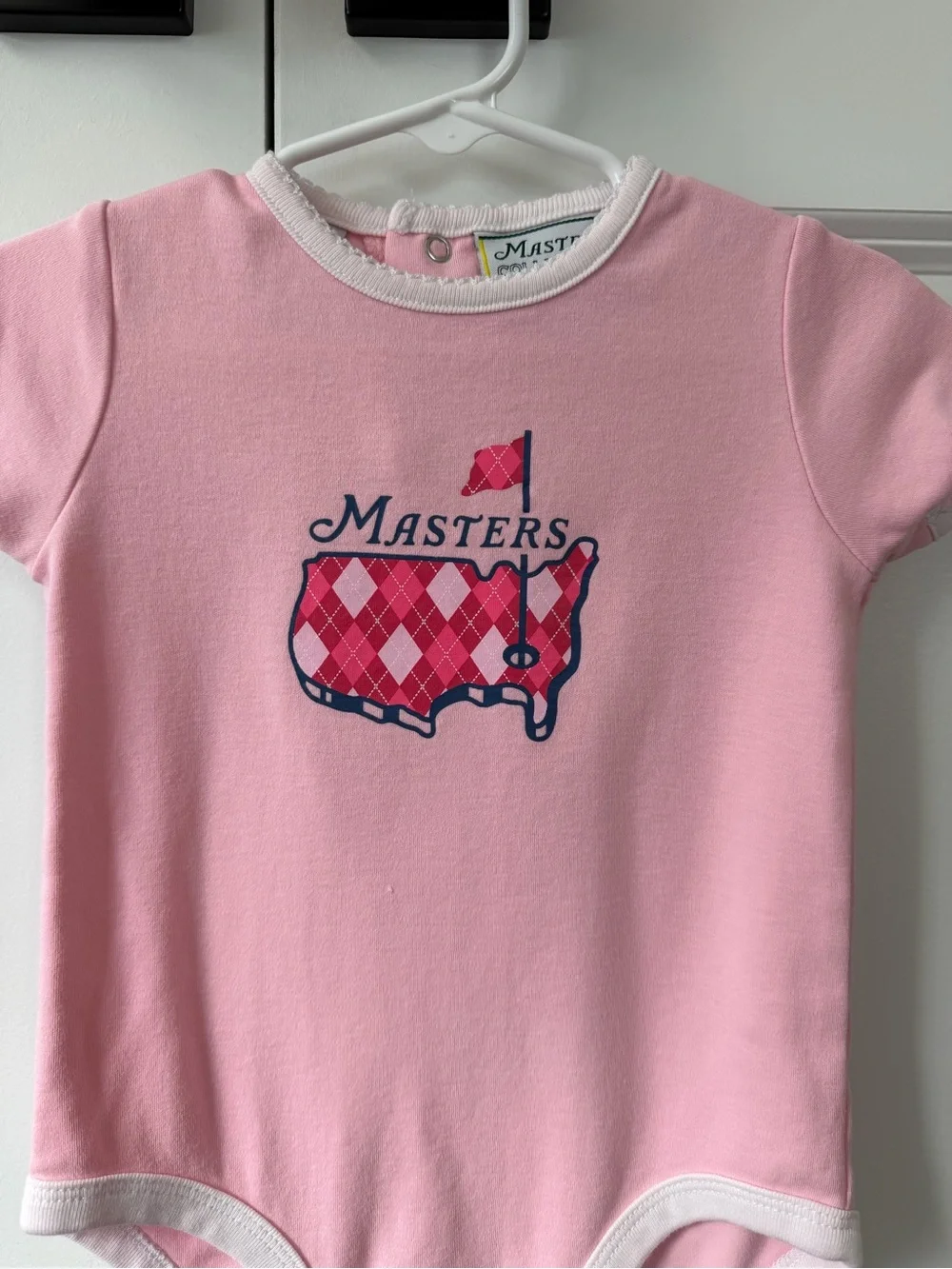 Masters Baby Onesie Pink Argyle Cotton Size 12 Months
